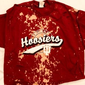 Burnt Red destroyed Hoosiers crop top